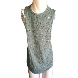 Mens Small Green Gym Shark Athletic Tank Top